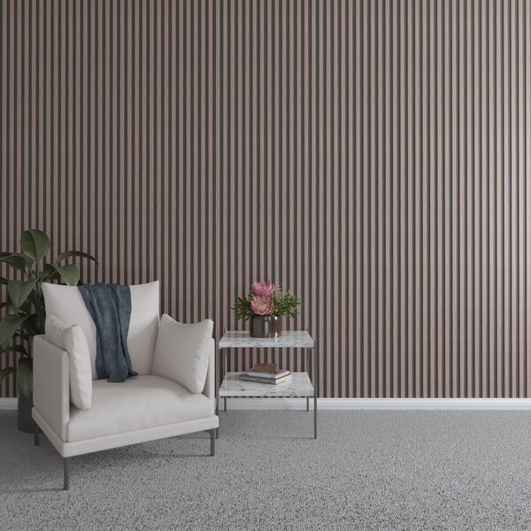 Ekena Millwork 94H x 1/4T Adjustable Wood Slat Wall Panel Kit w/ 1W Slats, Walnut contains 42 Slats SWW84X94X0250WA - main